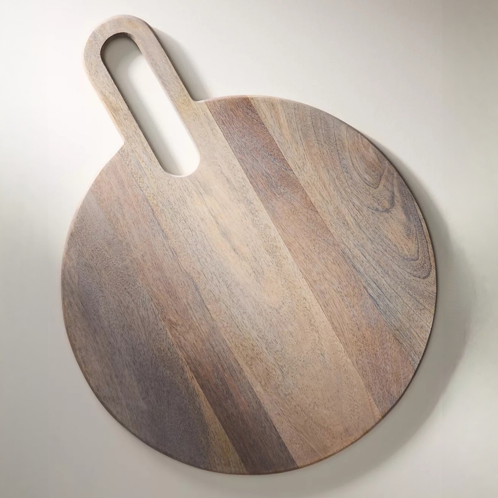 Anthropologie Round Handled Wooden Cheese Serving Board Large